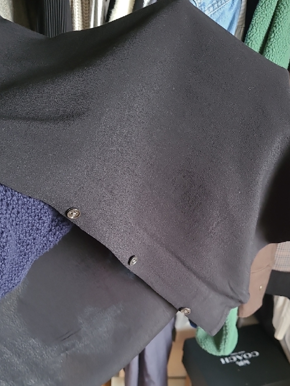 Wilfred Black Button-Up Shirt Dress Large Short Sleeve Flowy - Picture 8 of 11